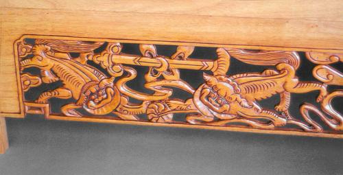 Fighting Foo Dogs Cabinet Detail