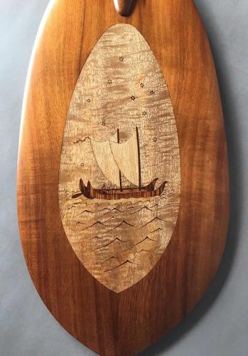 Hokulea Marquetry Paddle Detail
